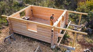 I Finished The Off Grid Log Cabin Walls With Hand Tools amp Building Porch Columns  EP17 [upl. by Immac]