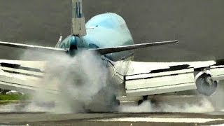 KLM  Boeing 747 hard landing at St Maarten Princess Juliana Intl HD1080p [upl. by Ivanna]