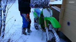 Kawasaki KX500 2Stroke  FMF Gnarly  R304  Winter Coldstart Soundcheck Raw Sounds [upl. by Queen]