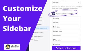 How to Customize Your Sidebar Pipedrive  Pipedrive Tutorial [upl. by Asseret]