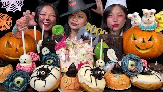 Halloween Party🎃 Ft ​⁠​⁠Binduli amp ​⁠​⁠Mikasafoodie Eating Spooky Sweets amp Candles 🍭 Mukbang [upl. by Odnomra]