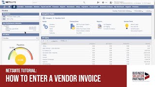 NetSuite Tutorial How To Enter a Vendor Invoice [upl. by Khudari]