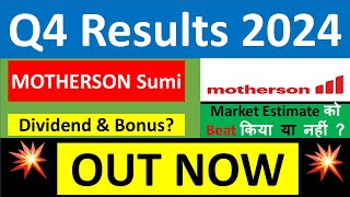 MOTHERSON SUMI Q4 results 2024  MOTHERSON results today  MOTHERSON SUMI Share News  MOTHERSON [upl. by Grinnell]