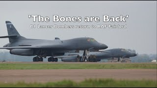 The Bones are Back  B1 Lancer Bombers  RAF Fairford  12 October 2023 [upl. by Dnalyram]