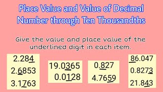 Place Value and Value of Decimal Number through Ten Thousandths [upl. by Wheelwright]