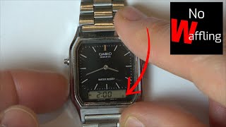 Casio AQ 230  How to turn ON or OFF Hourly Chime [upl. by Ennyroc]