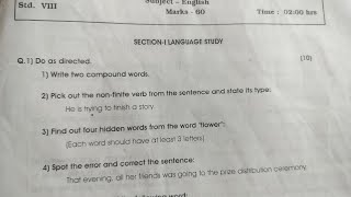 8th class First Semester Exam question paper pattern EnglishMid term exam question paper [upl. by Erialb]