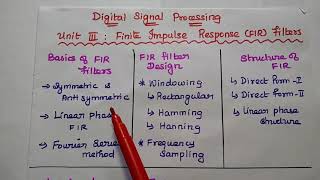 DSP  Unit III  Important questions in Tamil  University Questions  Signal Processing FIR Filter [upl. by Marga816]