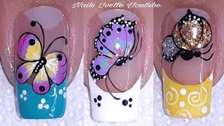 3 decoración de uñas mariposasdiseños de uñas mariposasuñas decoradas con mariposa [upl. by Aienahs]