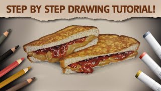 How To Draw a Grilled PBampJ Sandwich  Step By Step Tutorial [upl. by Werner776]