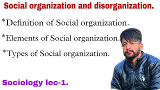 Social organization  definition Elements and types lec1 bscnursing gnm sociology [upl. by Yrrehc]