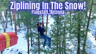 Zip Lining In the Snow Extreme Adventure Course Flagstaff Arizona [upl. by Anih258]