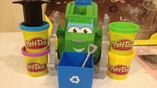 PLAYDOH Diggin Rigs Trash Tossin Rowdy the Garbage Truck Toy The Garbage Truck PlayDoh [upl. by Ioved704]