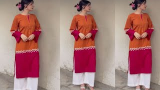 VIRAL TRENDY Kurti Cutting And Stitching Designer Suit Cutting And Stitching Easy Tutorial [upl. by Ginsberg976]