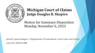 Court of Claims 21000246MM Motion for Summary Disposition Hearing Monday November 6 20323 [upl. by Anayit]