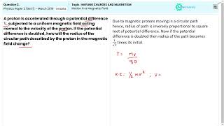 CBSE Moving Charges and Magnetism  Motion in a Magnetic Field  2019 Paper 2 Set 1 Question 2 [upl. by Dupuy]