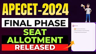 quot🚨APECET 2024 Final Phase Seat Allotment Order Released Check Your Allotted college 🔥quot apecet [upl. by Nosmas176]