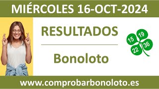 Resultado del sorteo Bonoloto del miercoles 16 de octubre de 2024 [upl. by Eolhc907]