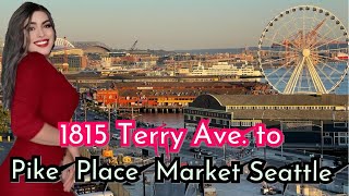 From 1815 Terry Ave Seattle WA to Pike Place Fish Market Seattle Downtown  Tour Walking [upl. by Selie]