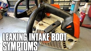 Symptoms Of A Leaking Carburetor Intake Boot On A Chainsaw [upl. by Akinert938]