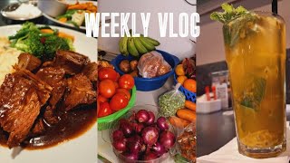 VLOG late lunch date  monthly grocery haul  cleaning supplies haul livingalonediaries [upl. by Illoh]