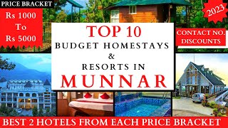 TOP 10 Best Budget Hotels In MUNNAR  Rs 1000 To 5000  Cheap And Best Resorts  2023 [upl. by Henrie316]