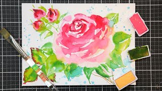 Easy Loose Rose on a Watercolor Card [upl. by Talia951]