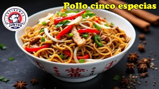 POLLO CON ESPAGUETIS 5 ESPECIAS COMIDA CHINA [upl. by Goat870]