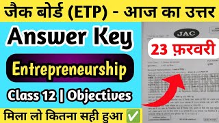 Etp Answer key 2024  Class 12th Jac board  Entrepreneurship Answer key [upl. by Idnor]