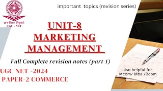 Unit8 marketing management  ugc net jrf free classes [upl. by Evy426]