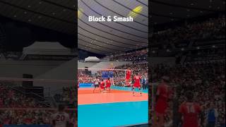 Block And Smash In Volleyball High Level Performance volleyballworld [upl. by Armalda]