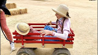 Dad is racing a farm wagon with Karolina Protsenko and her brother Leo [upl. by Loella]