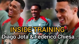 INSIDE TRAINING  Federico Chiesa Diago Jota and Trent Alexander Arnold return to training [upl. by Cogen]