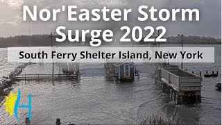 Shelter Island Storm Surge 2022  South Ferry dock partially under water [upl. by Eissel519]