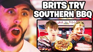 Brits try Southern BBQ for the first time Reaction [upl. by Adnale856]