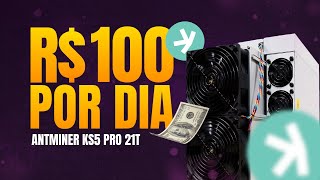 100 REAIS POR DIA  Bitmain Antminer KS5 PRO 21T Kaspa [upl. by Grondin]