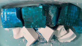 Crispy soft teal blue gym chalk blocks with fresh plain Jane chunks asmr crush [upl. by Natascha]