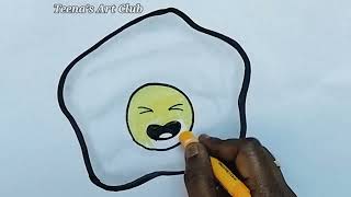 How to draw Egg yolk 🥚 🍳 easy pencil drawing step by step drawing for beginners and toddlers [upl. by Eiramanit]