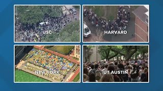 Massive antiwar protests at college campus across the US calling for end to Israel support [upl. by Perceval]