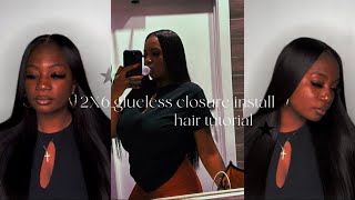 2x6 glueless closure  RAW Cambodian hair  Wash Day  Black girl [upl. by Assertal669]