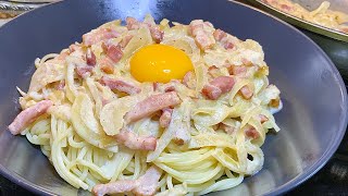 Spaghettis carbonara très facile 👩‍🍳😋 [upl. by Haduhey193]