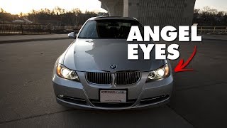 BMW E90 How To Replace Headlight amp Angel Eye Bulbs DIY for 335i 330i 328i 325i 3Series [upl. by Alisia110]