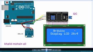 LCD 4X20 I2C ARDUINO ADXL335 قراءة بيانات الحساس على الشاشة [upl. by Akcinat]