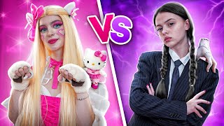 Wednesday Addams VS Hello Kitty Who will become School Queen [upl. by Asihtal]