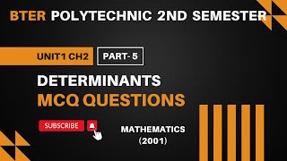 Polytechnic 2nd semester Maths  Determinants  objective exercise 2  BTER [upl. by Aicined]