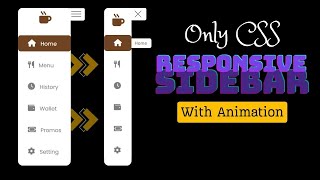 Responsive Sidebar Using Only CSS  Animated Sidebar HTML CSS [upl. by Noemys524]