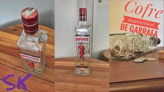 Cofre Reaproveitável de garrafa Beefeater Londis  Bottle Piggy bank  Vlog SK 02 [upl. by Ahseniuq332]