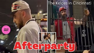 Travis Jason amp Kylie Kelce POUND beers with frat boys at an AFTERPARTY in New Heights Cincinnati [upl. by Hawker]