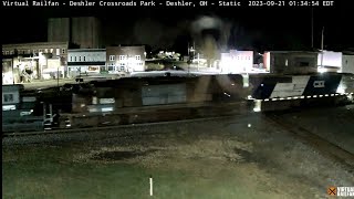 Deshler Ohio Railcam  CSX OLS 4568 Ex SP SD40T2 Black amp Grey SD402s ex CP Rail SD402 etc [upl. by Akimot]