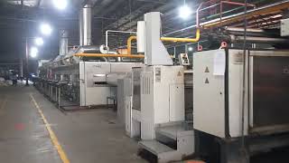 Stenter Machine in textile knit factory Heat setting drying wet fabric soft finish [upl. by Hunger309]